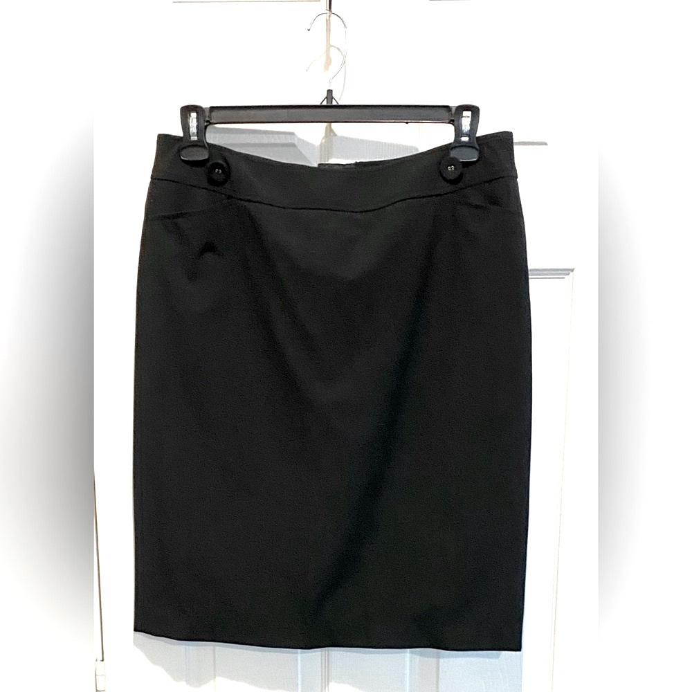 Talbots Women's Straight Stretch Black Skirt Button Detail Size 10